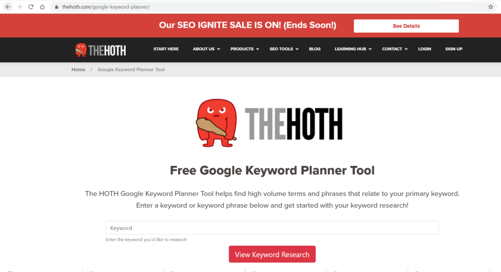 Hoth Keyword planner